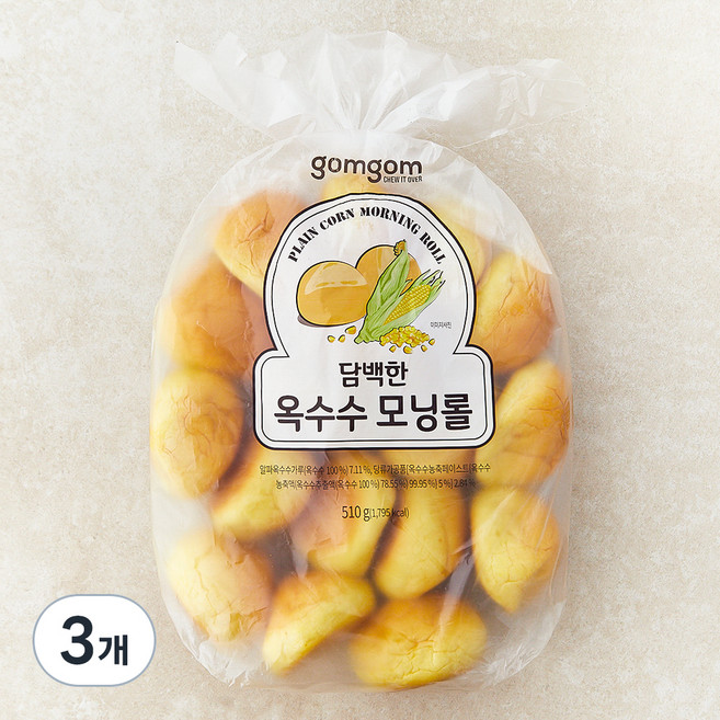 곰곰 담백한 옥수수 모닝롤, 510g, 3개