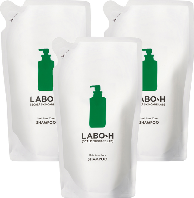 라보에이치 탈모증상완화 약산성 두피강화 비건 샴푸 리필팩, 400ml, 3개