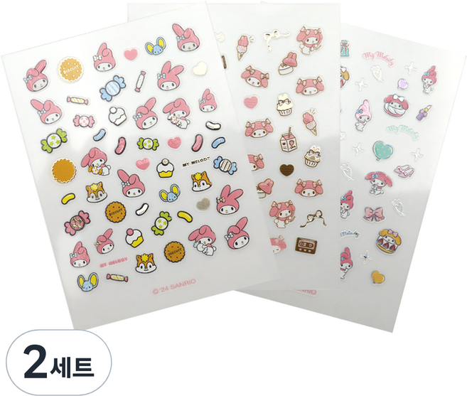 뷰티홈 산리오 마이멜로디 네일스티커 3종 세트, 2개, 혼합색상