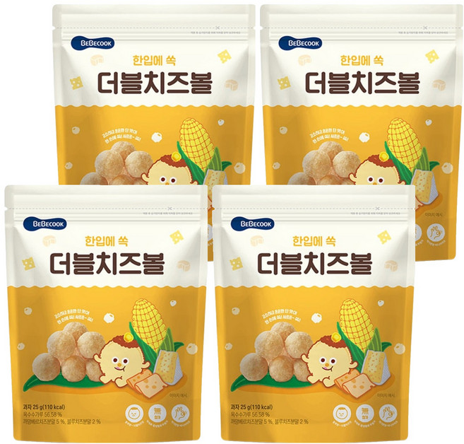 베베쿡 콘볼 과자, 치즈, 25g, 4개