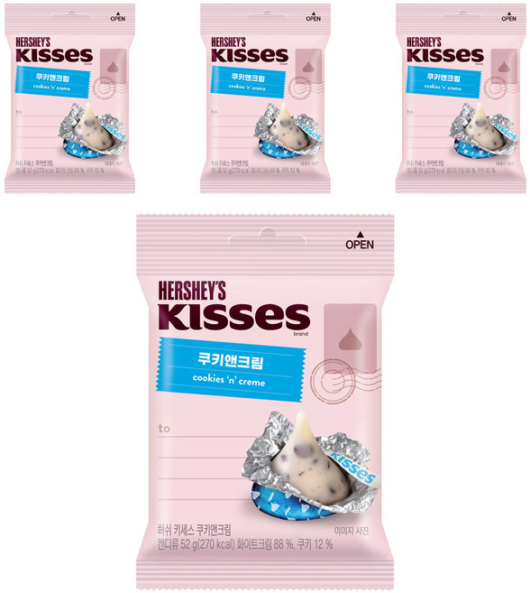 키세스 쿠키 앤 크림 초콜릿, 52g, 4개