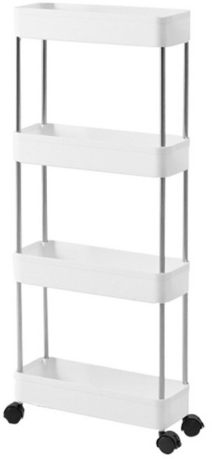 夾縫滾輪置物架 窄款 四層 BF045 40 x 14.5 x 94cm, 窄款 白色