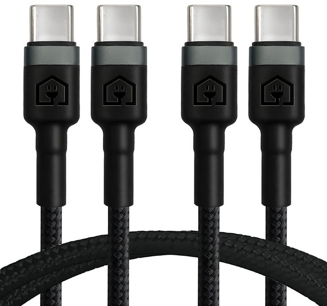 Home Planet Type-C 對 Type-C PD 60W 快充線, 2m, 黑色, 2條