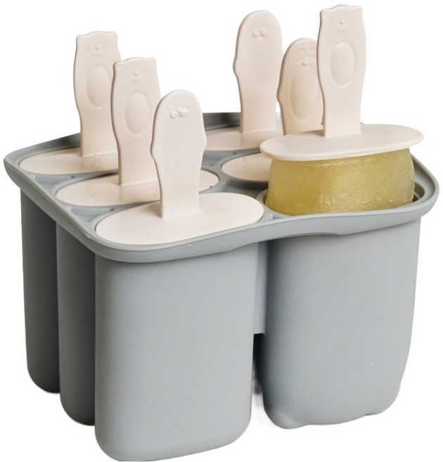 파스텔톤 국산 실리콘 6구 아이스크림 틀, 그레이, 1개