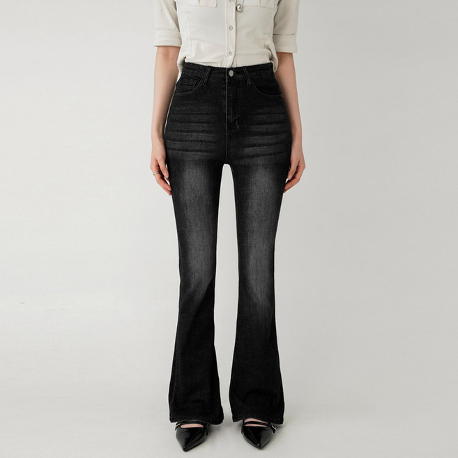 Cotton Closet 女款 短版/長版 高腰水洗彈力靴型牛仔褲