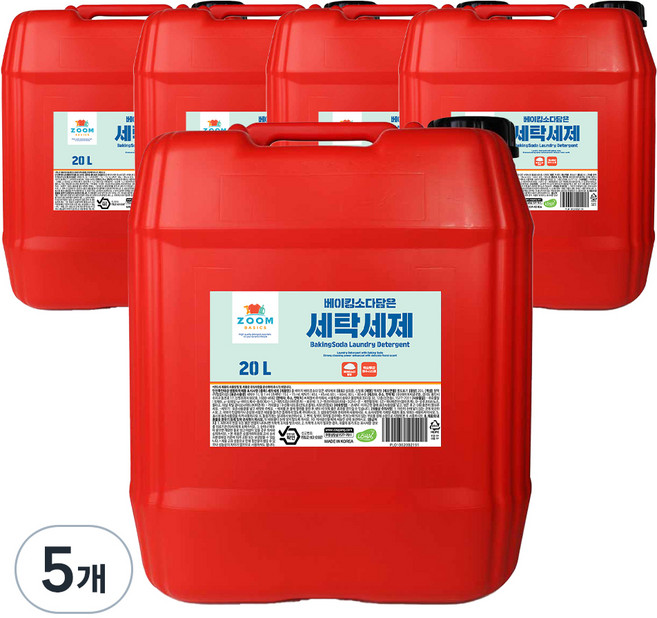 줌 베이직 베이킹소다 담은 액체세탁 세제, 20L, 5개