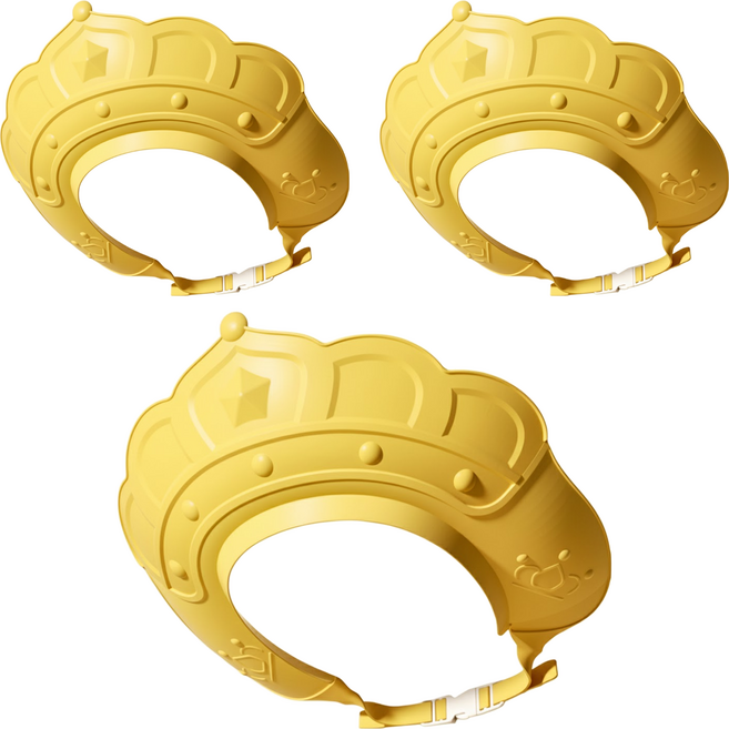 哇喔掘掘 兒童洗頭帽 2060-*3入, 皇冠黃, 1組