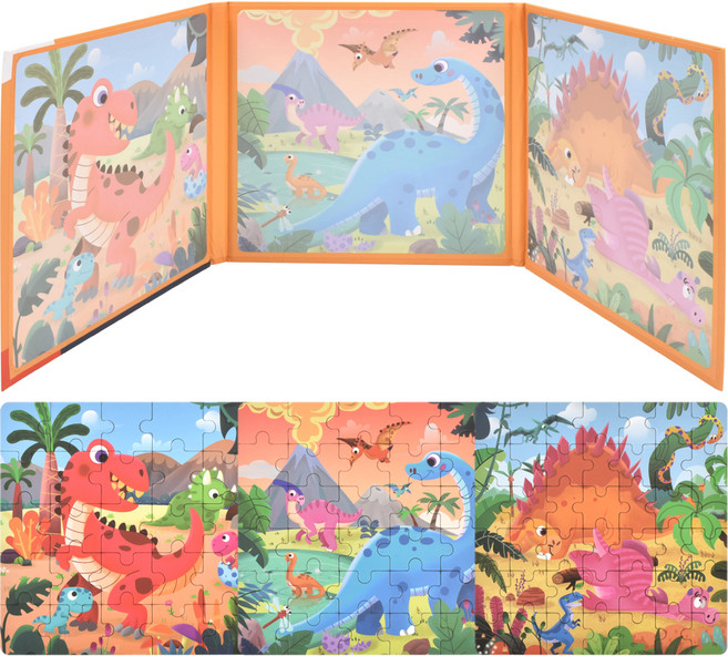 오즈토이 아동용 레벨 폴딩 자석놀이 퍼즐 책 공룡 STEP5, 1개, 97피스
