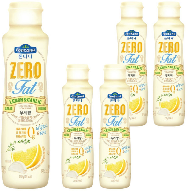 폰타나 저당 저칼로리 무지방 레몬갈릭 드레싱, 230g, 5개