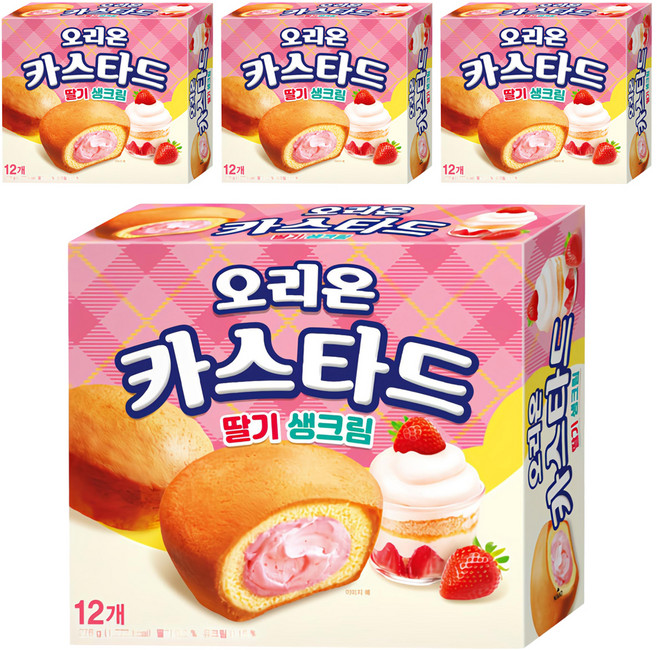 ORION 好麗友 卡士達草莓鮮奶油 12入, 276g, 4個