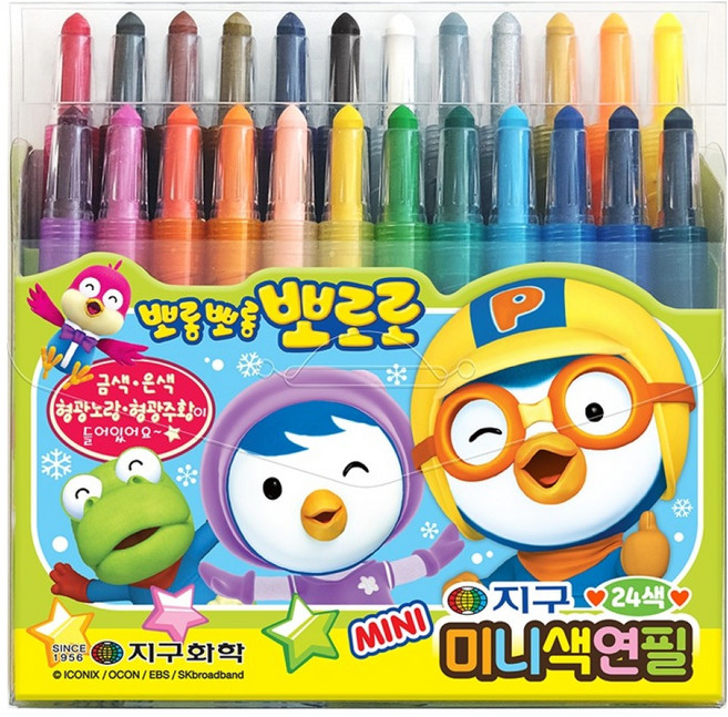 지구화학 뽀로로 미니색연필, 24색, 1개