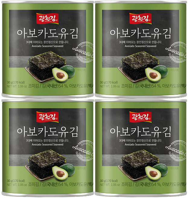 광천김 아보카도 캔김, 30g, 4개