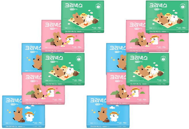 크리넥스 다이노탱 휴대용 티슈, 70매입, 12개