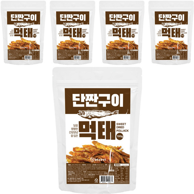 해야미 단짠구이 먹태, 100g, 5개