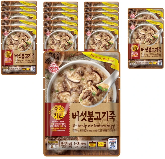 오뚜기 오즈키친 버섯불고기죽, 450g, 18개 - 쿠팡