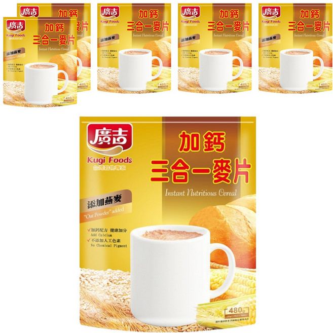 廣吉 加鈣三合一麥片, 480g, 6袋