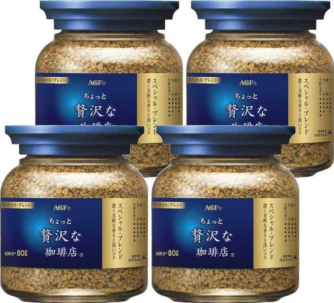 AGF 微奢華咖啡店 香醇咖啡罐 藍金, 80g, 1入, 4罐