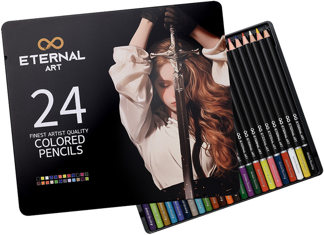 이터널아트 전문가용 틴케이스 색연필, 24색, 1세트