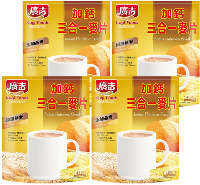 廣吉 加鈣三合一麥片, 480g, 4袋