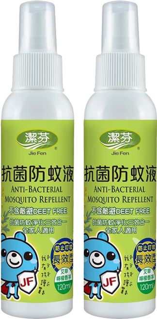 Jie Fen 潔芬生活 艾草檸檬香茅抗菌防蚊液, 2瓶, 120ml