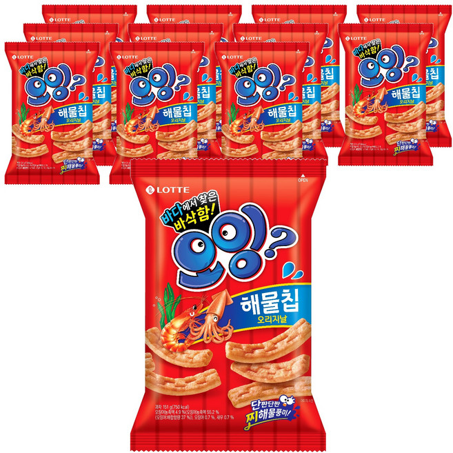 LOTTE 樂天 Oing酥脆條 海鮮口味, 151g, 12包