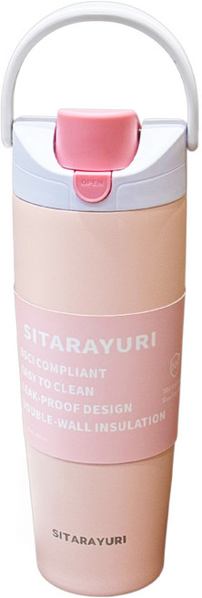 Sitarayuri 304不鏽鋼雙飲保溫杯 ZF-075, 粉色, 1個, 900ml