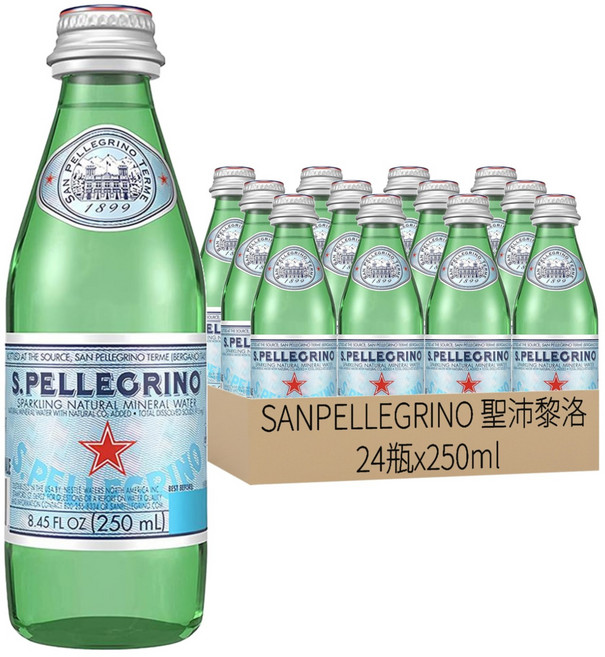SANPELLEGRINO 聖沛黎洛 氣泡天然礦泉水, 250ml, 24瓶