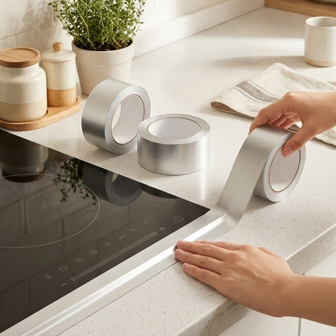 일상나눔 다용도 틈새 차단 알루미늄 방수 테이프 3cm x 5m, 실버, 4개