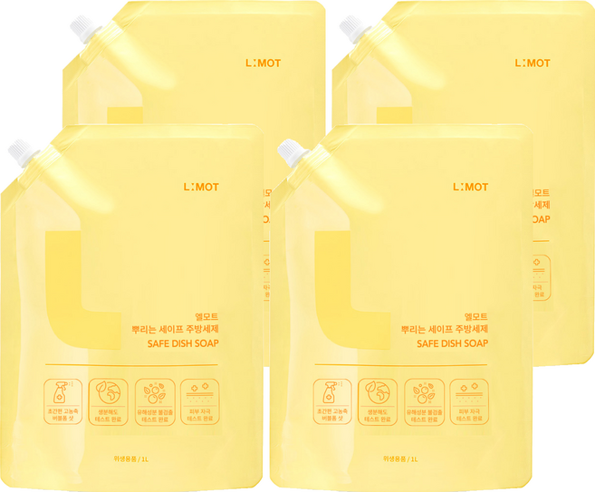 엘모트 뿌리는 세이프 주방세제 리필, 1L, 4개