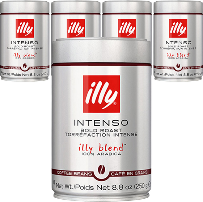 illy 意利 BOLD ROAST豆子Intenso, 無研磨咖啡豆, 250g, 5罐