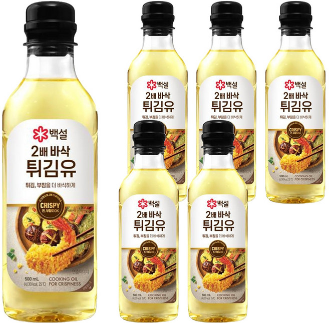 백설 2배 바삭 튀김유, 6개, 500ml