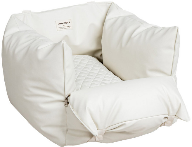 초코펫하우스 반려동물 차량용 로얄 사각 카시트, 아이보리, 1개