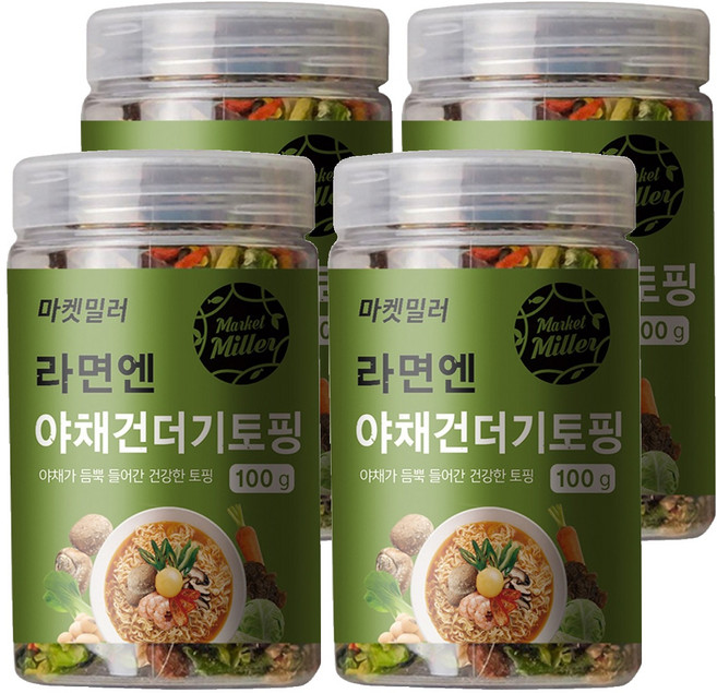 마켓밀러 라면엔 야채 건더기 토핑, 100g, 4개
