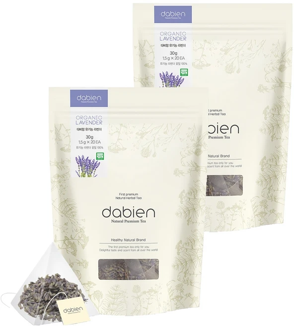 다비앙 유기농 라벤더 생분해티백 침출차, 1.5g, 20개입, 2개 - 쿠팡