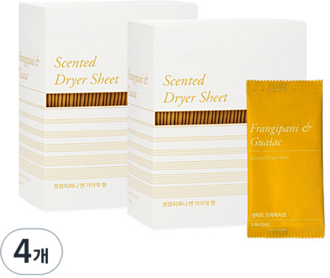라브아 샌티드 건조기시트 프랑지파니 앤 가이악 본품, 40개입, 370g, 4개