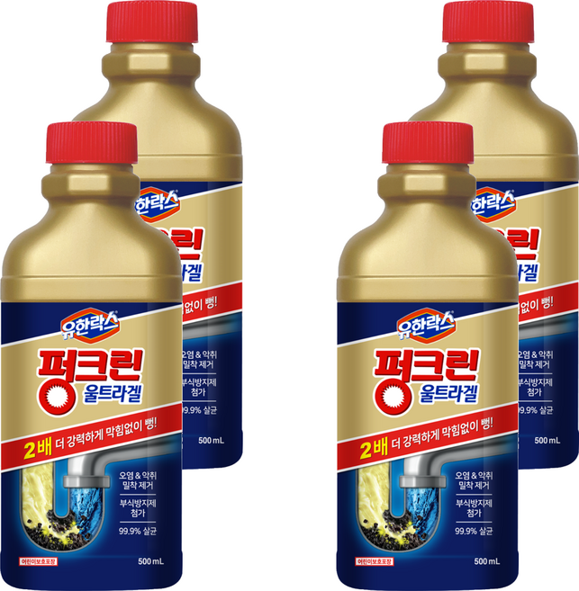 펑크린 울트라겔 배수구 세정제, 500ml, 4개