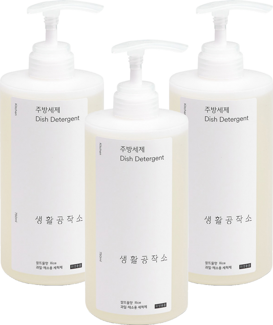 Saengong 生活工作所 廚房洗潔精 米糠水香, 3個, 750ml