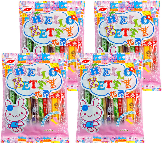 TONG JIH 統記食品 Hello Betty 蒟蒻果凍條 綜合口味, 300g, 4袋