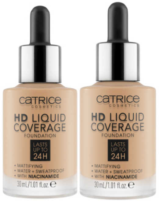 캐트리스 HD 리퀴드 커버리지 파운데이션 듀오 30ml, 032호 누드 베이지, 2개