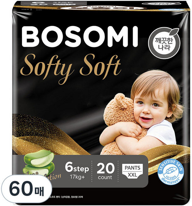 보솜이 소프티소프트 팬티형 기저귀 남여공용, 60매, 점보형(2XL)