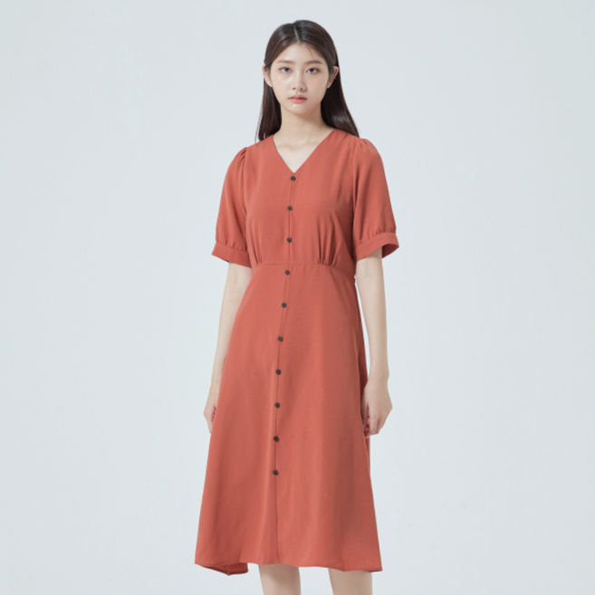 미쏘 단추 디테일 롱 원피스