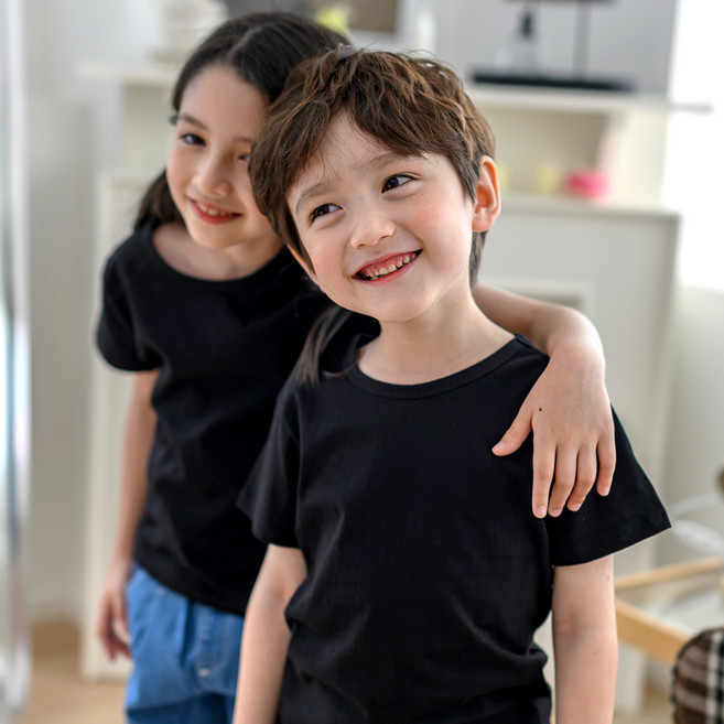 보누맘 아동용 통기성 에브리데이 순면 베이직 반팔 티셔츠 2p