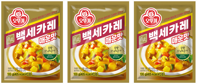 오뚜기 백세카레 매운맛, 100g, 3개