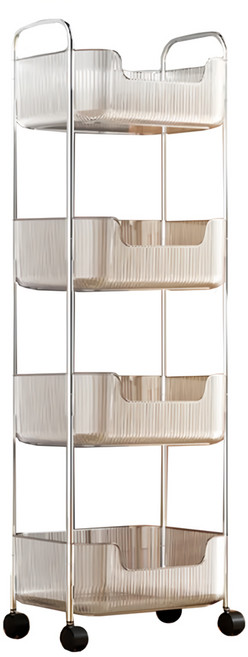 FAmILyLIFE 生活 透明U型加高防摔置物架 4層 36.2 x 29 x 109cm 3120g, 透明色 + 銀色, 1個
