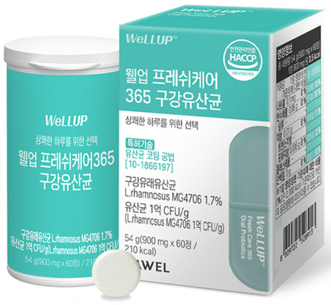 로엘 웰업 프레쉬케어365 구강유산균 54g, 60정, 1개