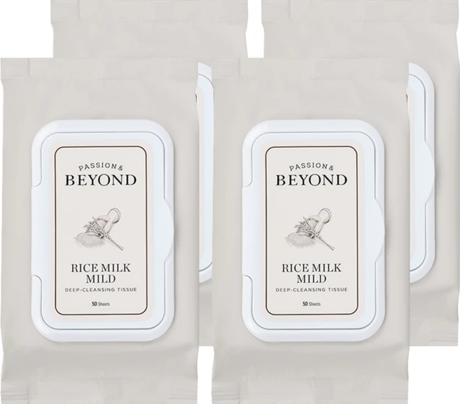비욘드 라이스밀크 마일드 딥 클렌징 티슈, 50매입, 4개 - 쿠팡