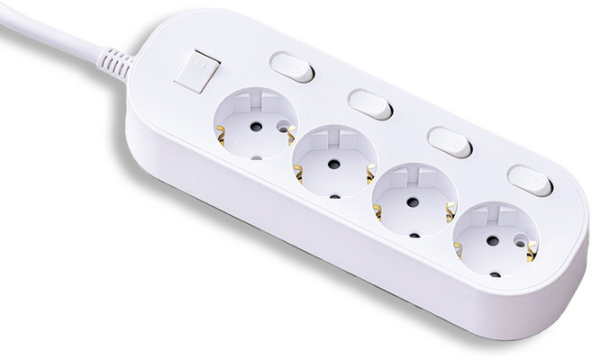 엘리펀탭 안심 자동소화 개별 멀티탭 4구, 1.5m, 화이트, 1개