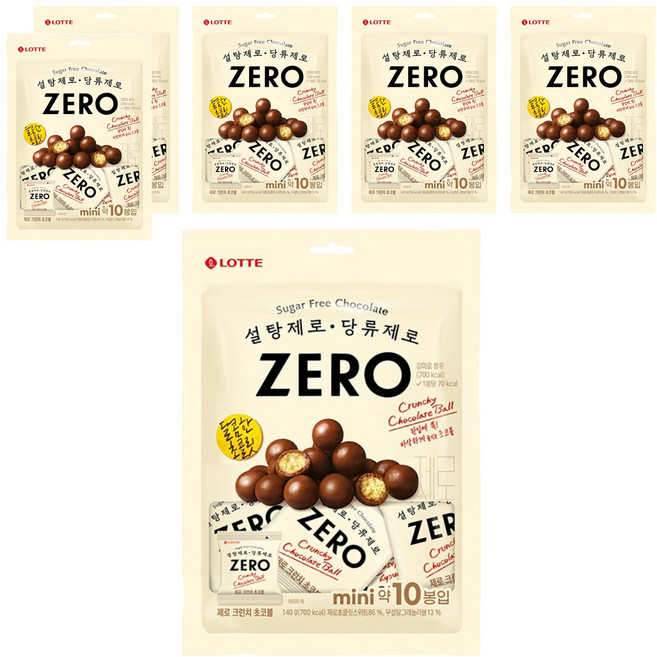 롯데제로 크런치 초코볼 10p, 140g, 6개