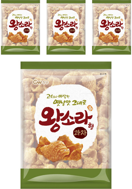 청우식품 왕소라형 과자, 120g, 4개