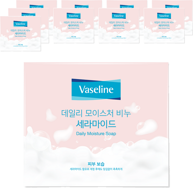 애경바세린 데일리 모이스춰 세라마이드 비누, 100g, 10개